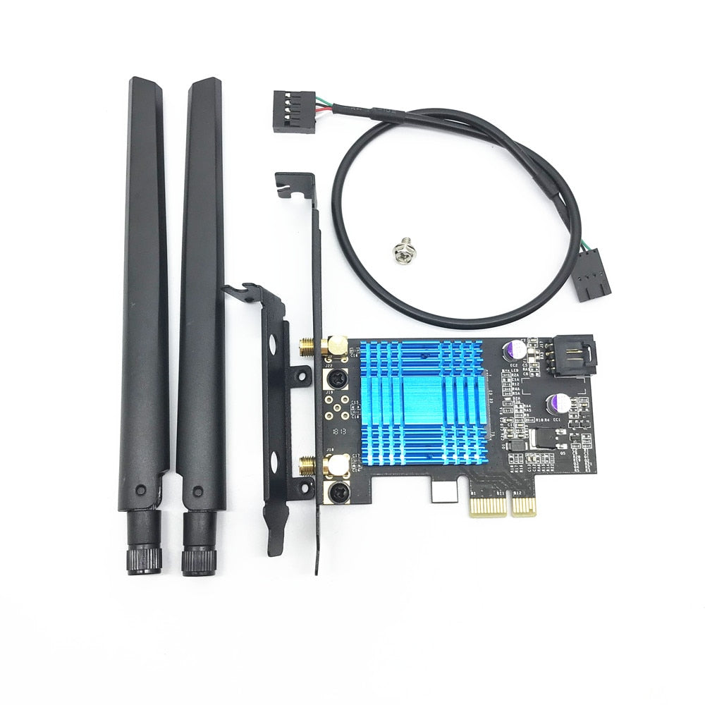 Dual band PCI-E 1X WiFi Adapter, 802.11AC, 867Mbps, 802.11ac, 2.4G/5G, BT 4.1. Extended Inventory.