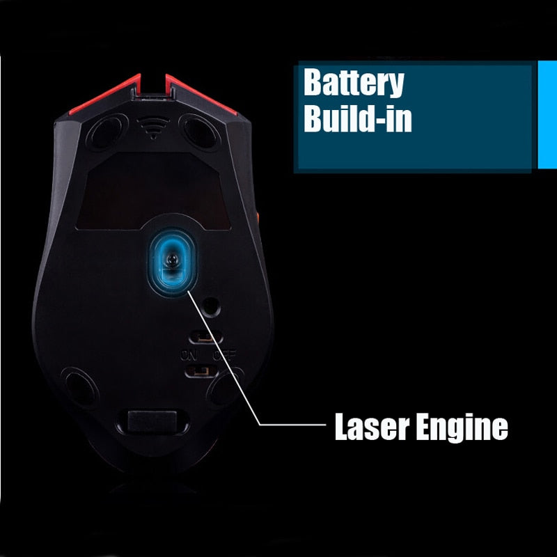 AZZOR Rechargeable Wireless Computer Gaming Mouse, 2400 DPI, 2.4GHz sensor.  Extended Inventory.