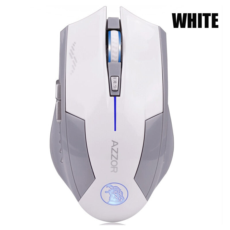 AZZOR Rechargeable Wireless Computer Gaming Mouse, 2400 DPI, 2.4GHz sensor.  Extended Inventory.