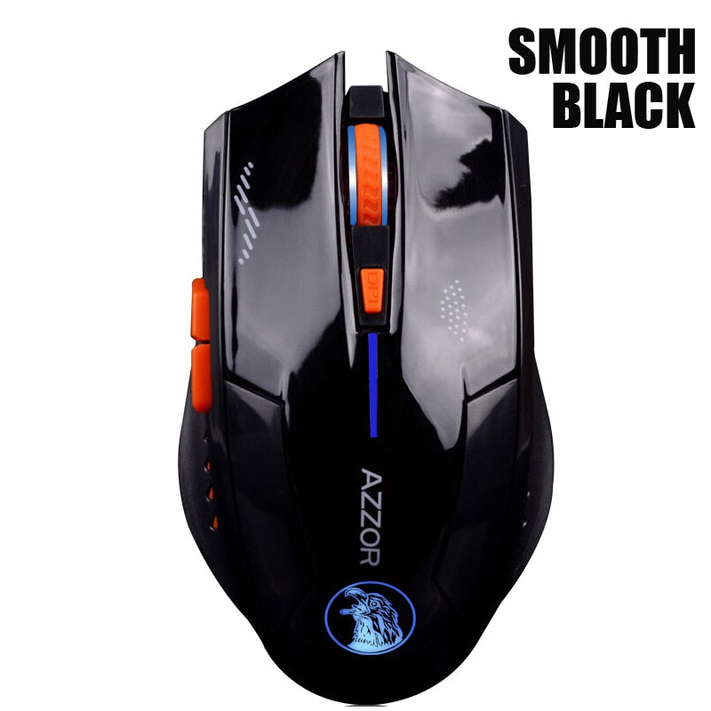 AZZOR Rechargeable Wireless Computer Gaming Mouse, 2400 DPI, 2.4GHz sensor.  Extended Inventory.