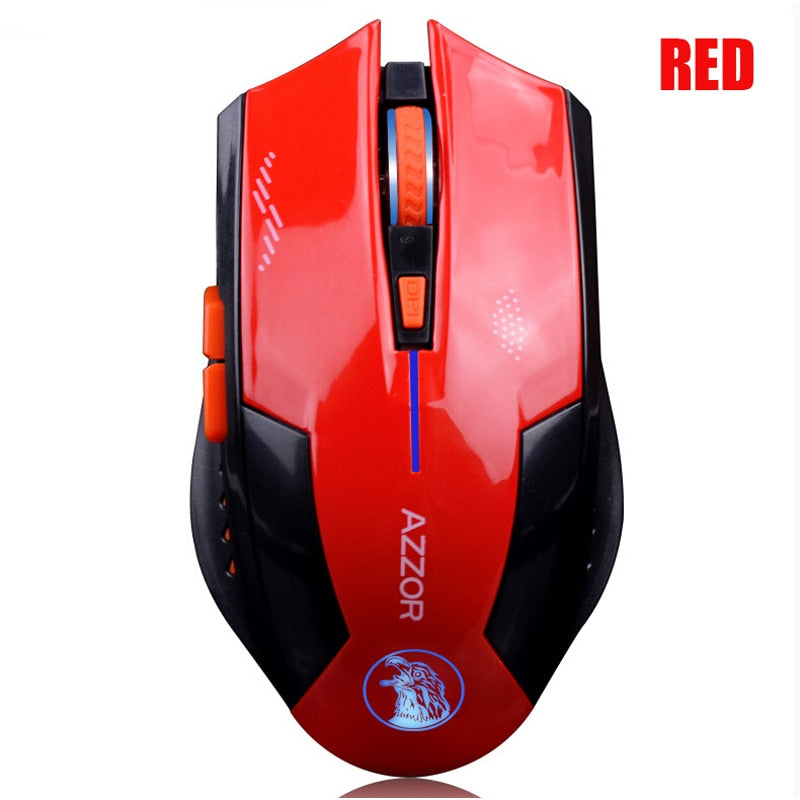 AZZOR Rechargeable Wireless Computer Gaming Mouse, 2400 DPI, 2.4GHz sensor.  Extended Inventory.