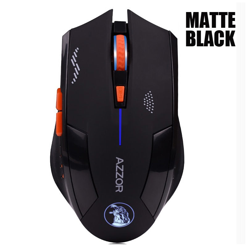 AZZOR Rechargeable Wireless Computer Gaming Mouse, 2400 DPI, 2.4GHz sensor.  Extended Inventory.