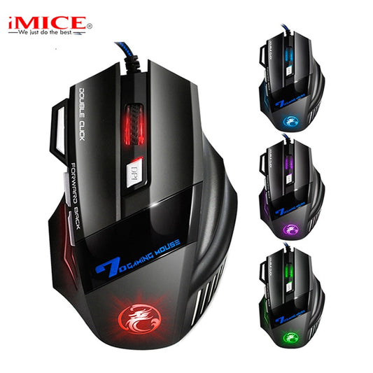 Wired computer gaming mouse with 7 buttons, 3200DPI, RGB "breathing" light.  Extended Inventory.