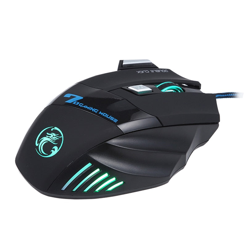 Wired computer gaming mouse with 7 buttons, 3200DPI, RGB "breathing" light.  Extended Inventory.