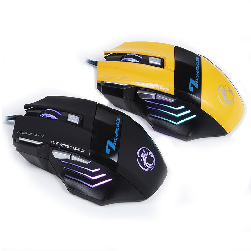 Wired computer gaming mouse with 7 buttons, 3200DPI, RGB "breathing" light.  Extended Inventory.