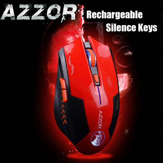 AZZOR Rechargeable Wireless Computer Gaming Mouse, 2400 DPI, 2.4GHz sensor.  Extended Inventory.