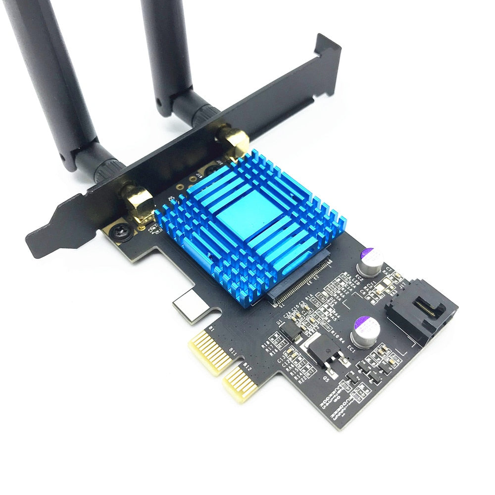 Dual band PCI-E 1X WiFi Adapter, 802.11AC, 867Mbps, 802.11ac, 2.4G/5G, BT 4.1. Extended Inventory.