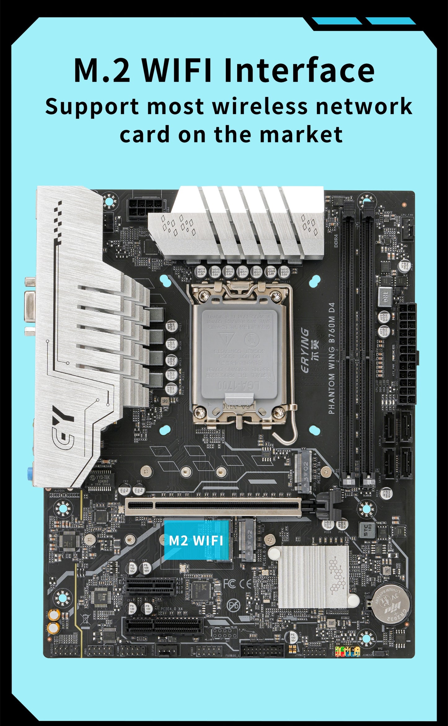 ERYING B760M D4 V1.0 mATX Motherboard, Support 12/13th Intel, socket LGA1700.  Extended Inventory.