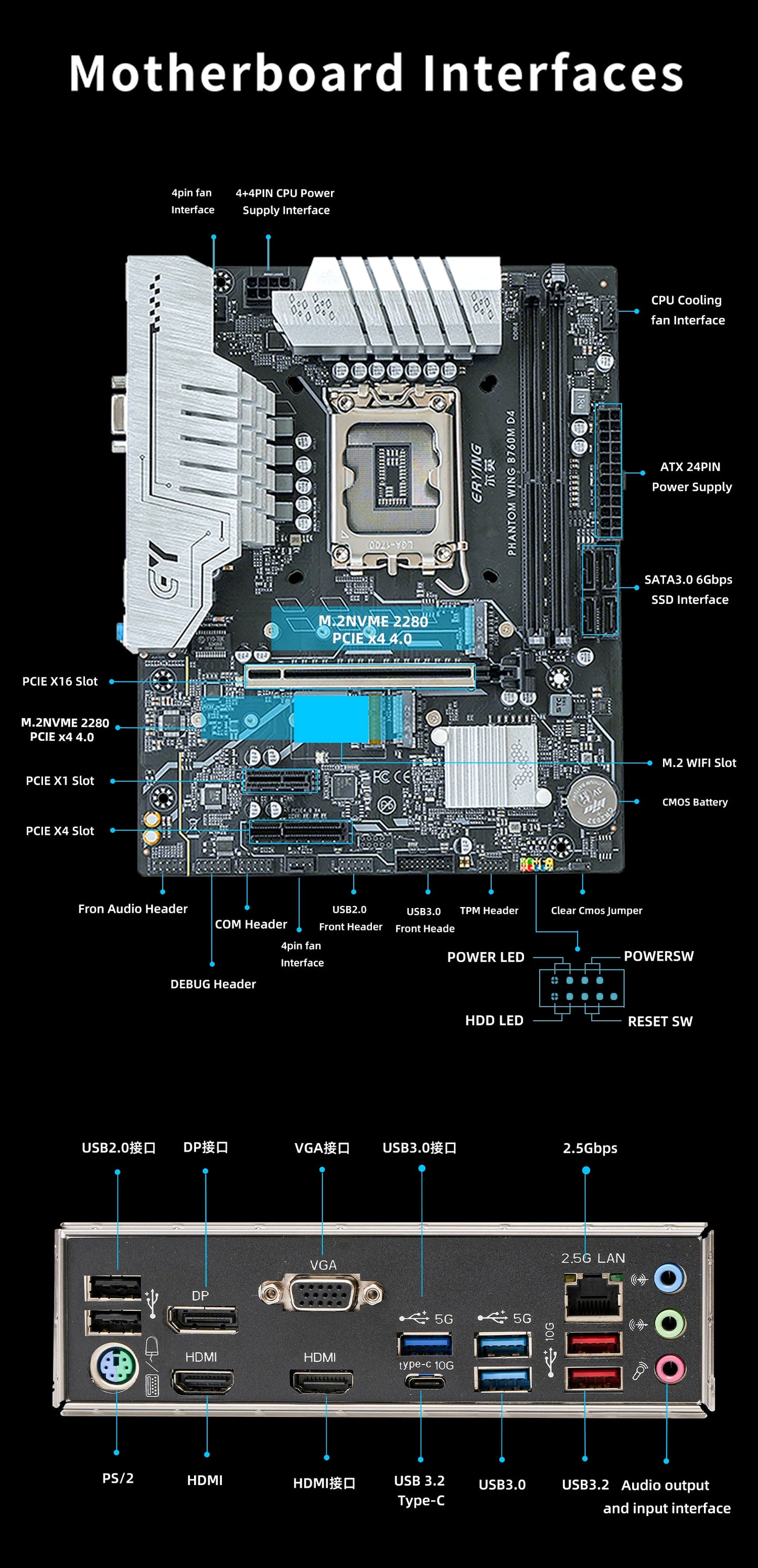 ERYING B760M D4 V1.0 mATX Motherboard, Support 12/13th Intel, socket LGA1700.  Extended Inventory.